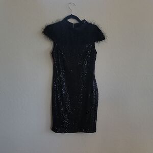 Blue Bodycon Mini Dress with Flutter Cap Sleeves